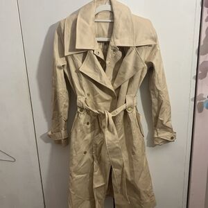 Vero Moda Trench Coat Xs Double Detachable Lapel Belted Long Sleeve Casual